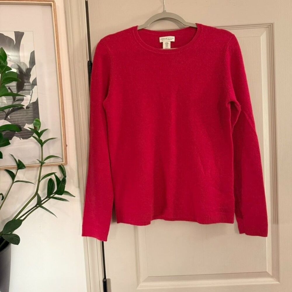 Adrienne Vittadini 100% 2-PLY Cashmere Sweater Fuchsia Pink Pullover Crewneck M